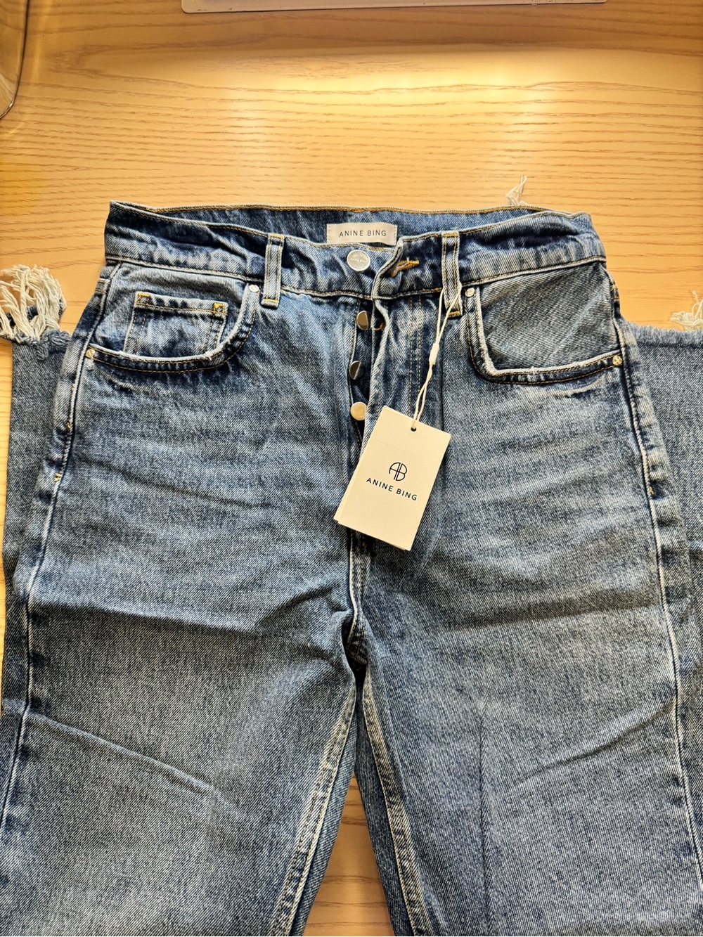 Anine Bing Sonya High-Rise Slim Jeans in Classic Blue Denim - Picture 2 of 2